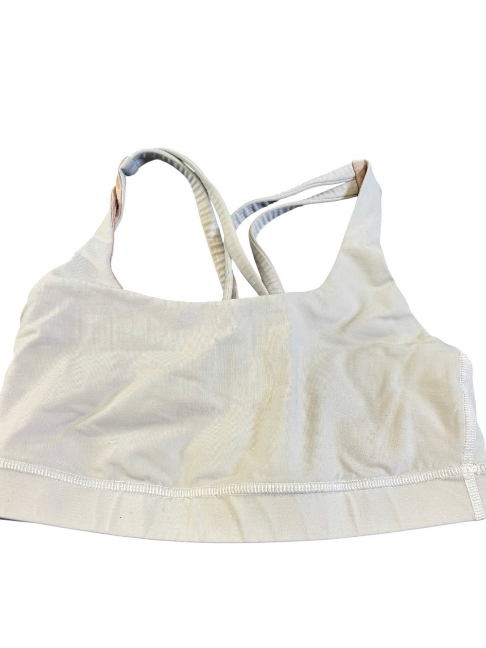 Lululemon Energy Bra White Strappy Medium Support Sports Bra Size 4 Luxtreme